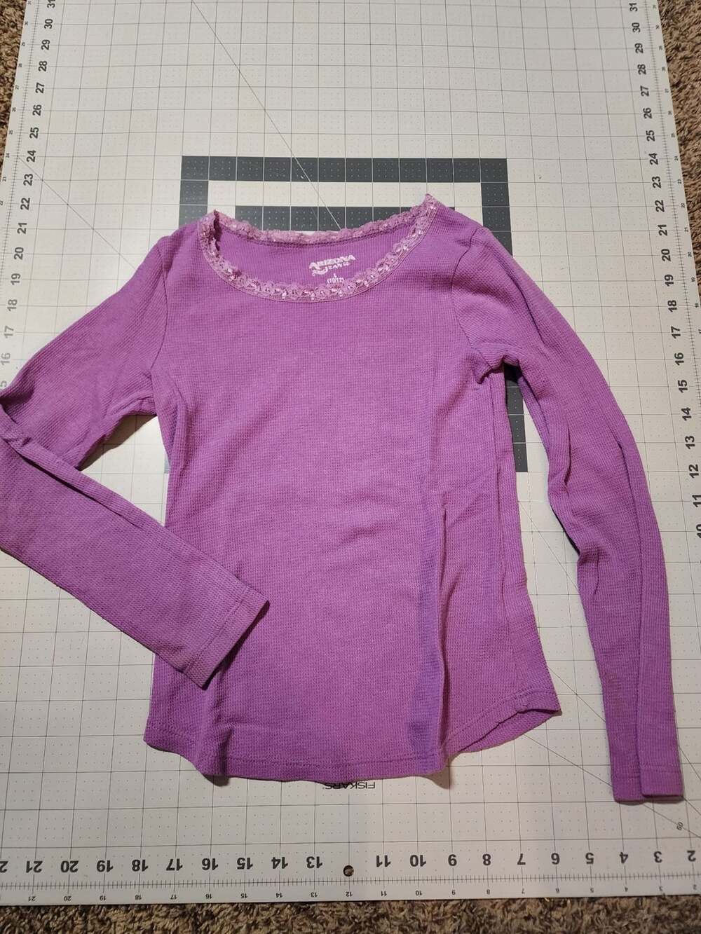 Arizona Jean Co. Thermal Top Size 10/12 Purple Long Sleeve Lace Trim